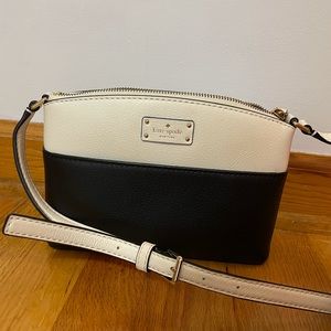 Kate Spade black and white leather dome crossbody
